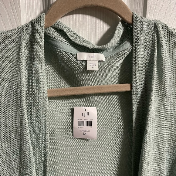 J.Jill Linen Blend Duster Cardigan in Seafoam Mint Color - Picture 3 of 6